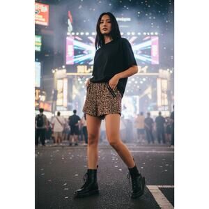 Vintage Y2K Foreign Exchange Women's S Gold Sequin Zipper Micro Mini Short